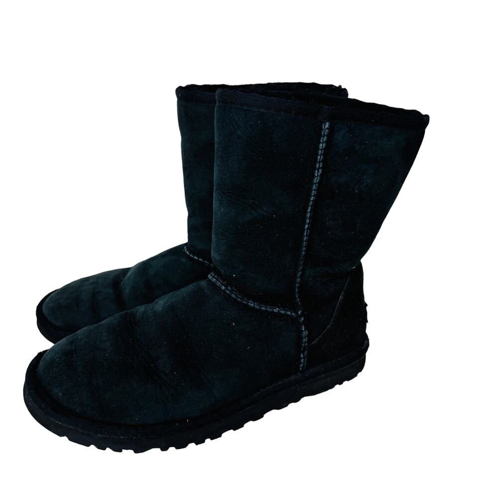 UGG Classic‎ Short II Winter Boots Sheepskin Suede Pull On Green Womens Size 6